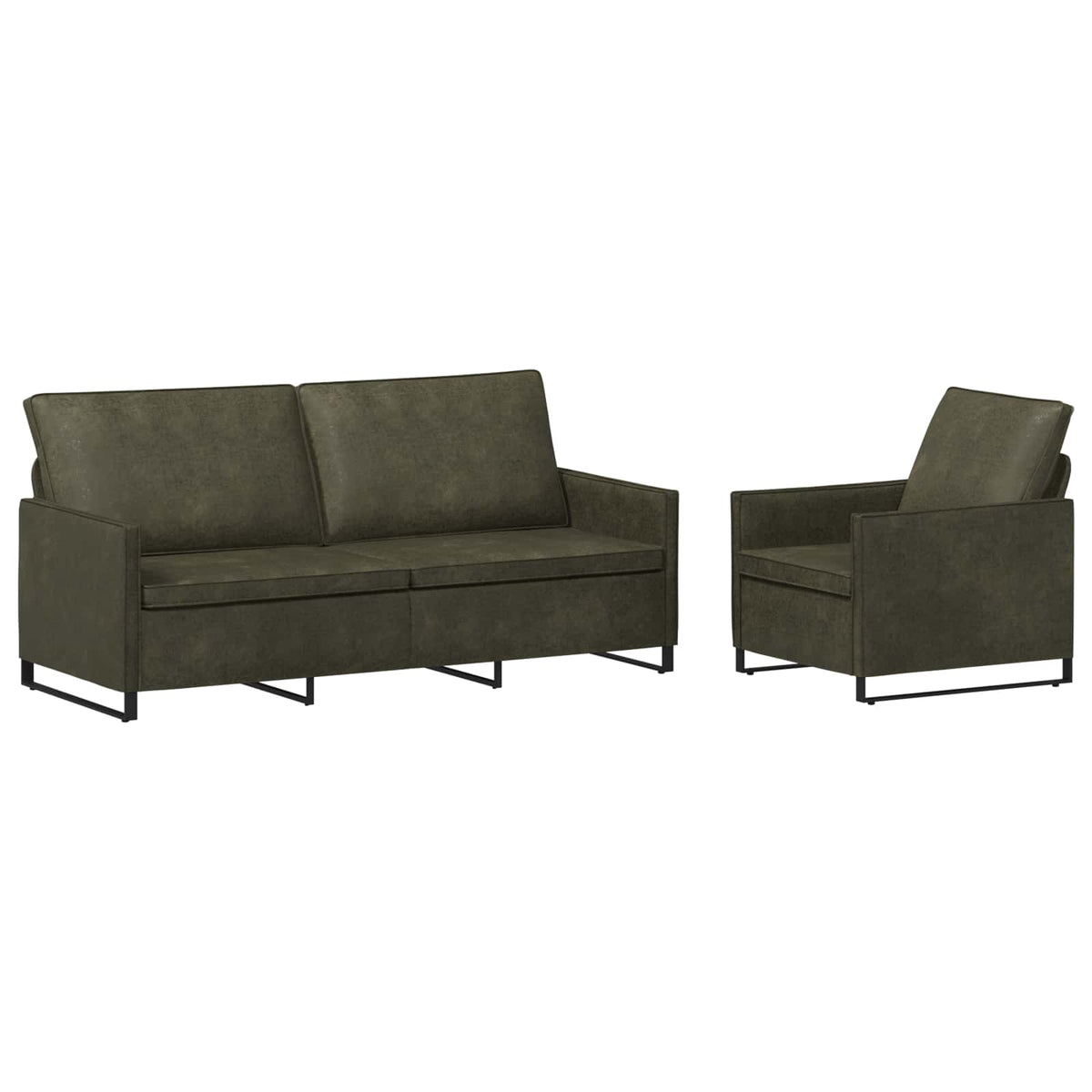 vidaXL Zestaw Sof 2 pcs Zielony wojskowy Materiał zamszowy syntetyczny