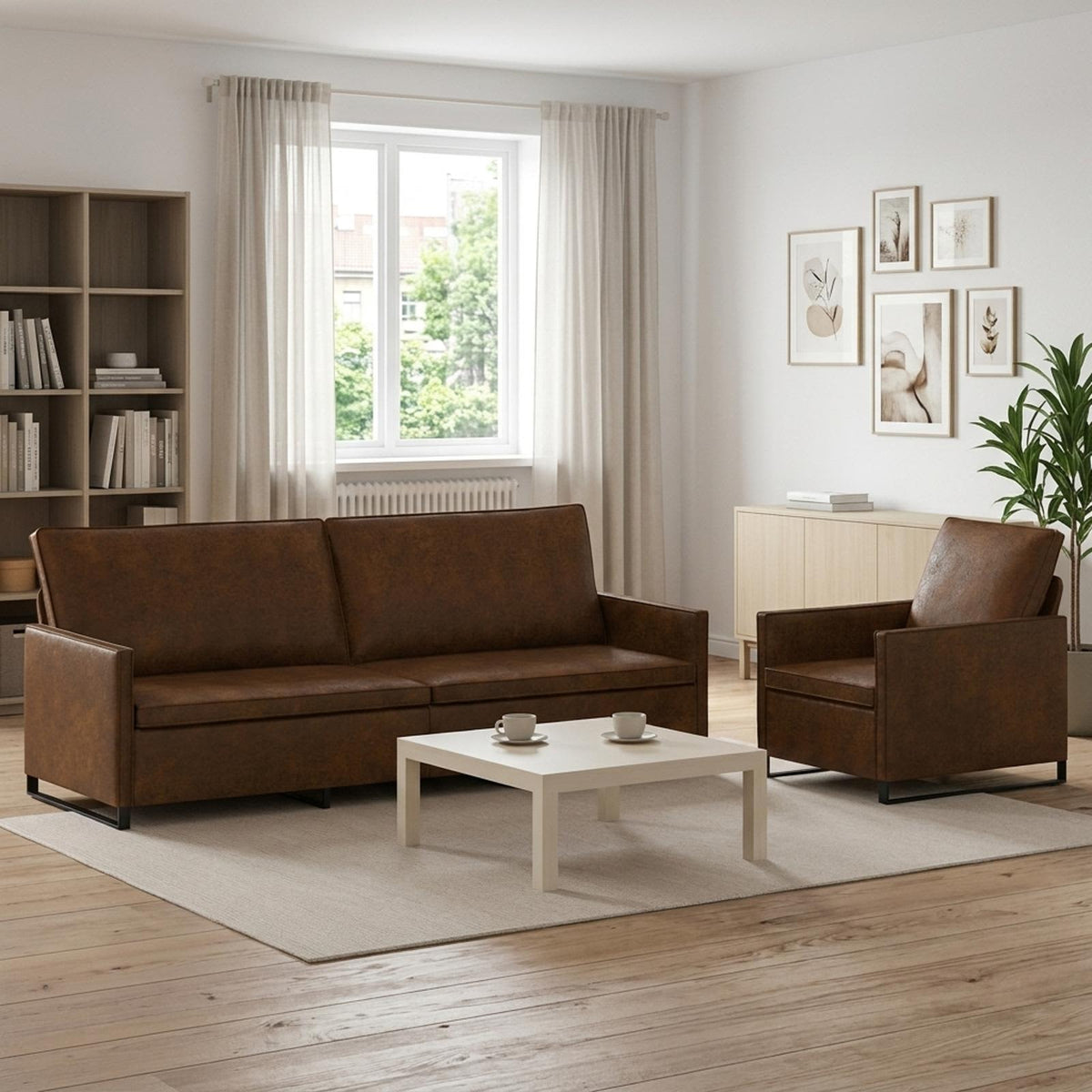 vidaXL Zestaw Sof 2 pcs brązowy Materiał zamszowy syntetyczny