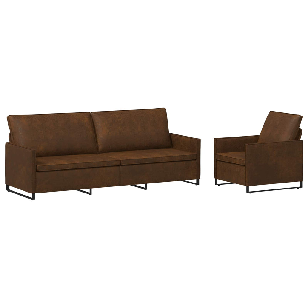 vidaXL Zestaw Sof 2 pcs brązowy Materiał zamszowy syntetyczny