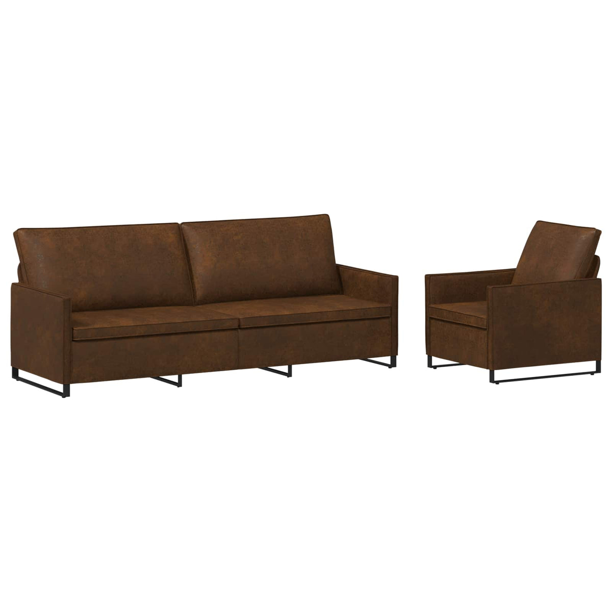 vidaXL Zestaw Sof 2 pcs brązowy Materiał zamszowy syntetyczny
