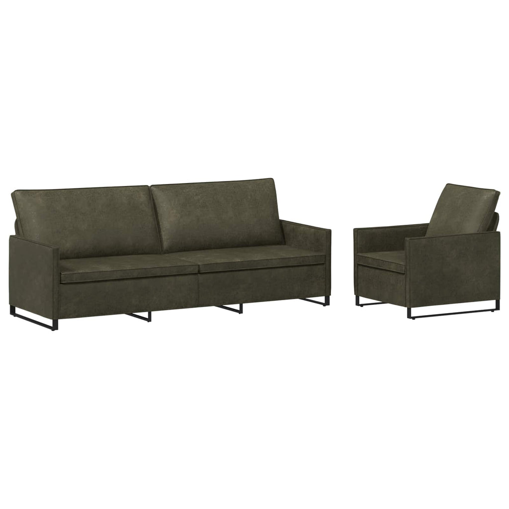 vidaXL Zestaw Sof 2 pcs Zielony wojskowy Materiał zamszowy syntetyczny
