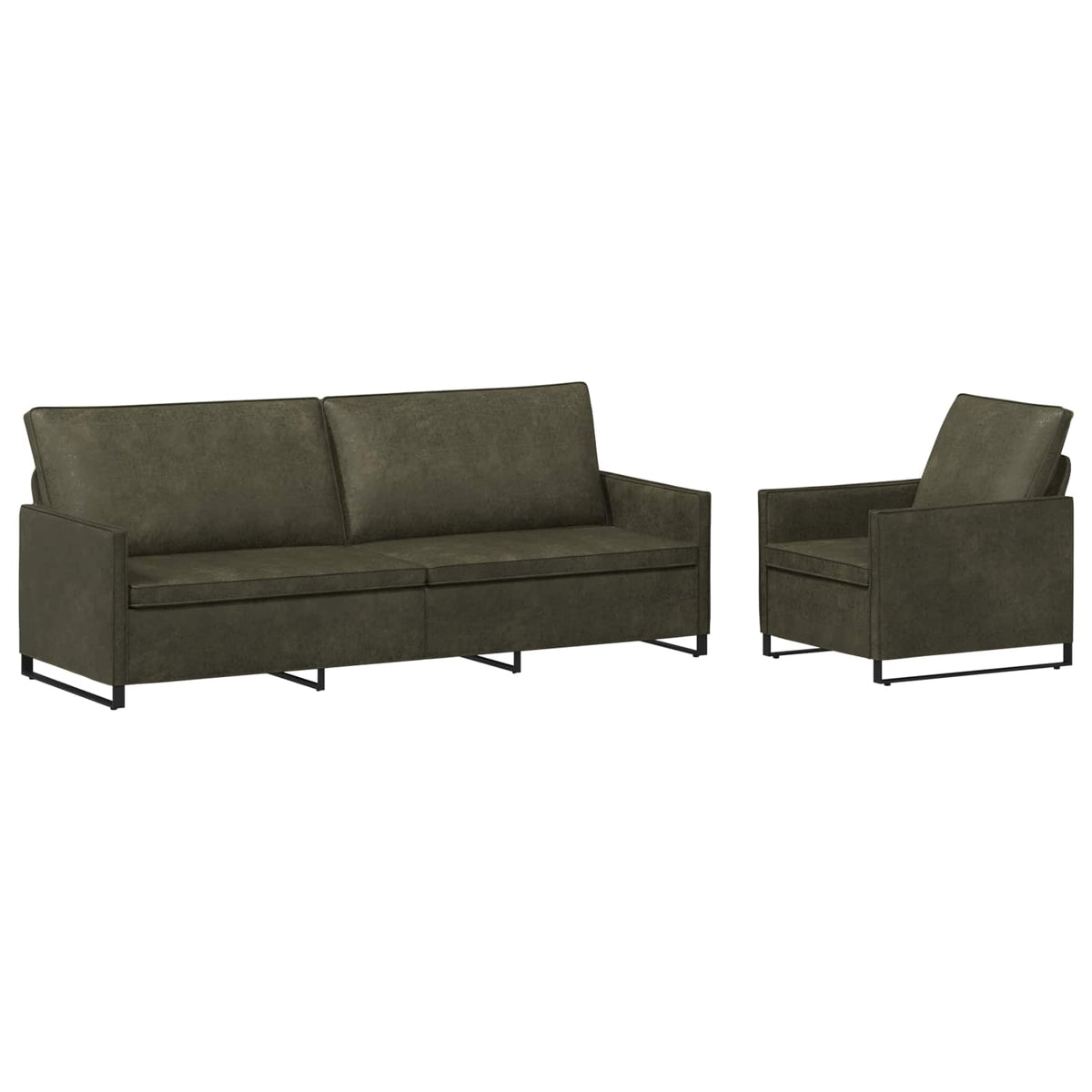 vidaXL Zestaw Sof 2 pcs Zielony wojskowy Materiał zamszowy syntetyczny