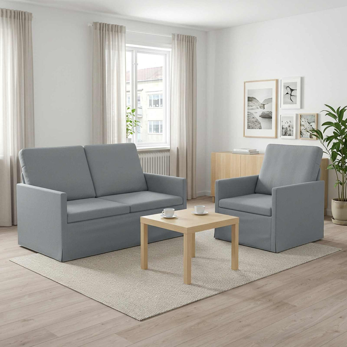 vidaXL Zestaw Sof 2 pcs jasnoszary tkanina
