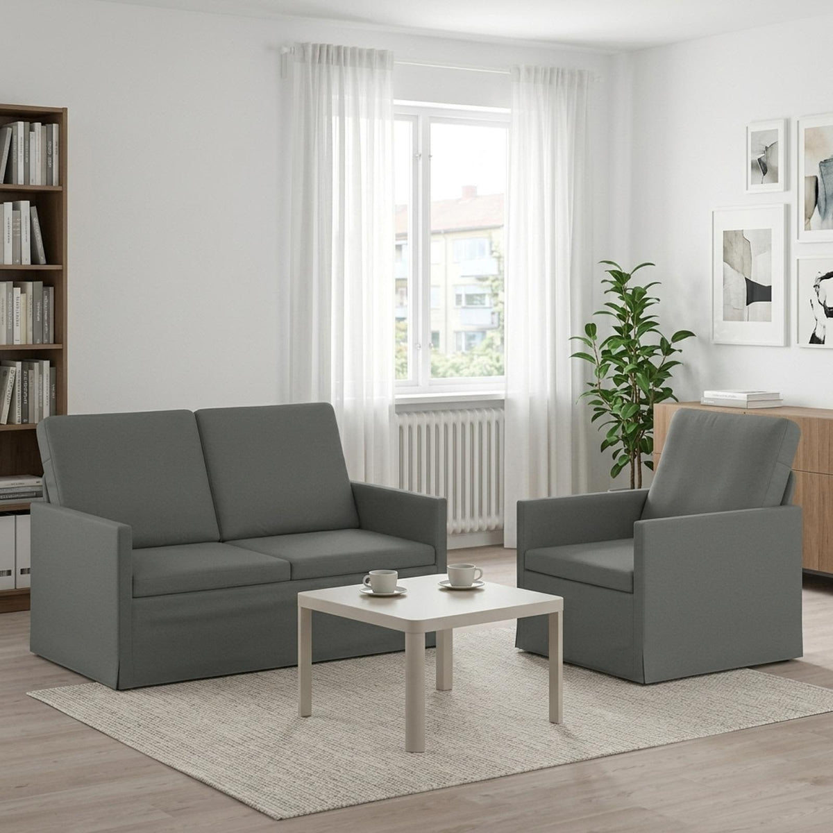 vidaXL Zestaw Sof 2 pcs ciemnoszary tkanina
