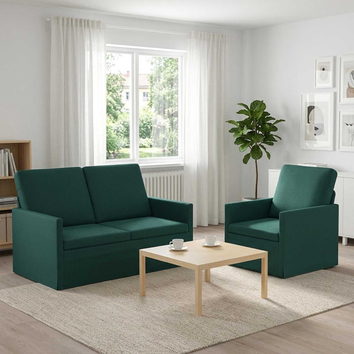 vidaXL Zestaw Sof 2 pcs Ciemnozielony tkanina