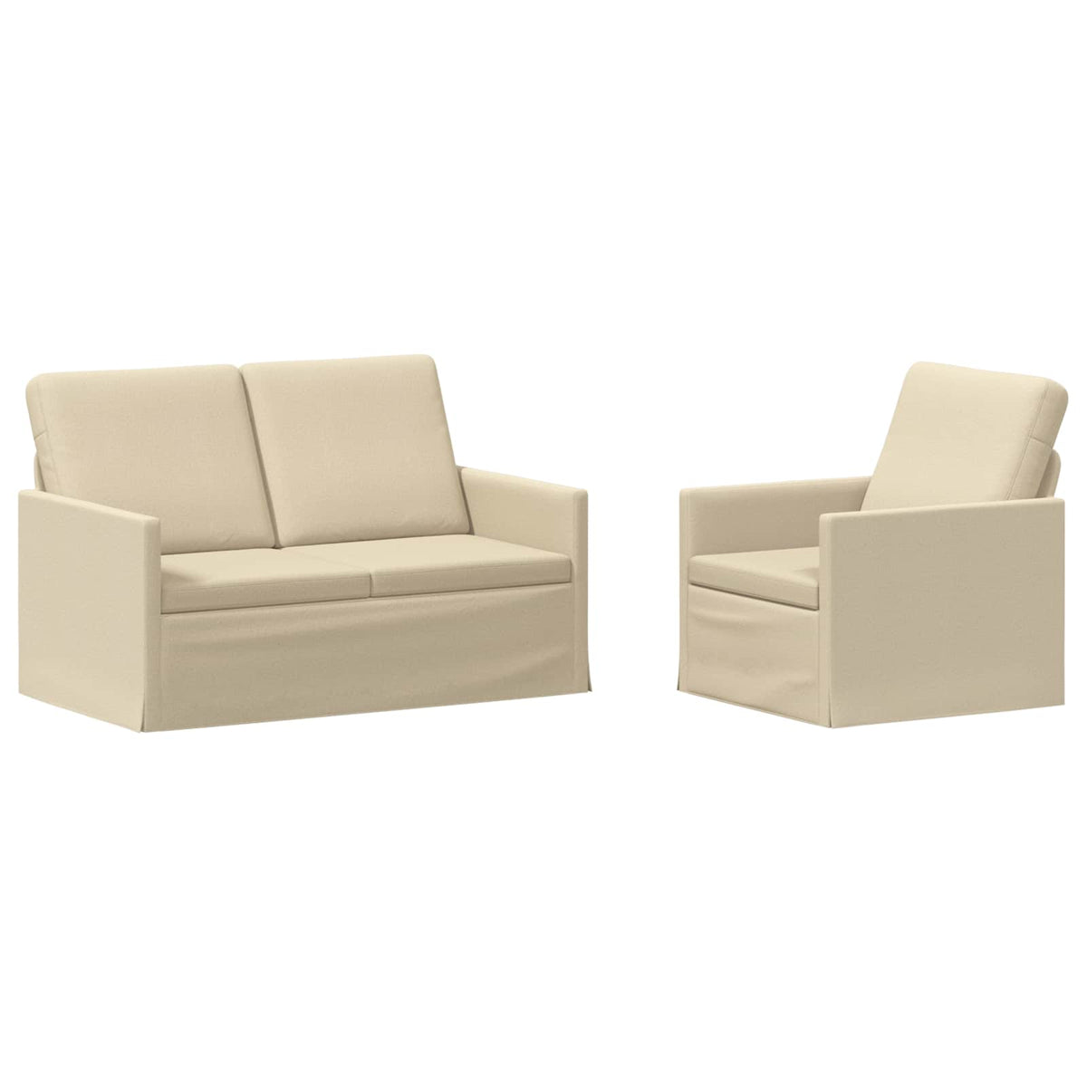 vidaXL Zestaw Sof 2 pcs kremowy tkanina