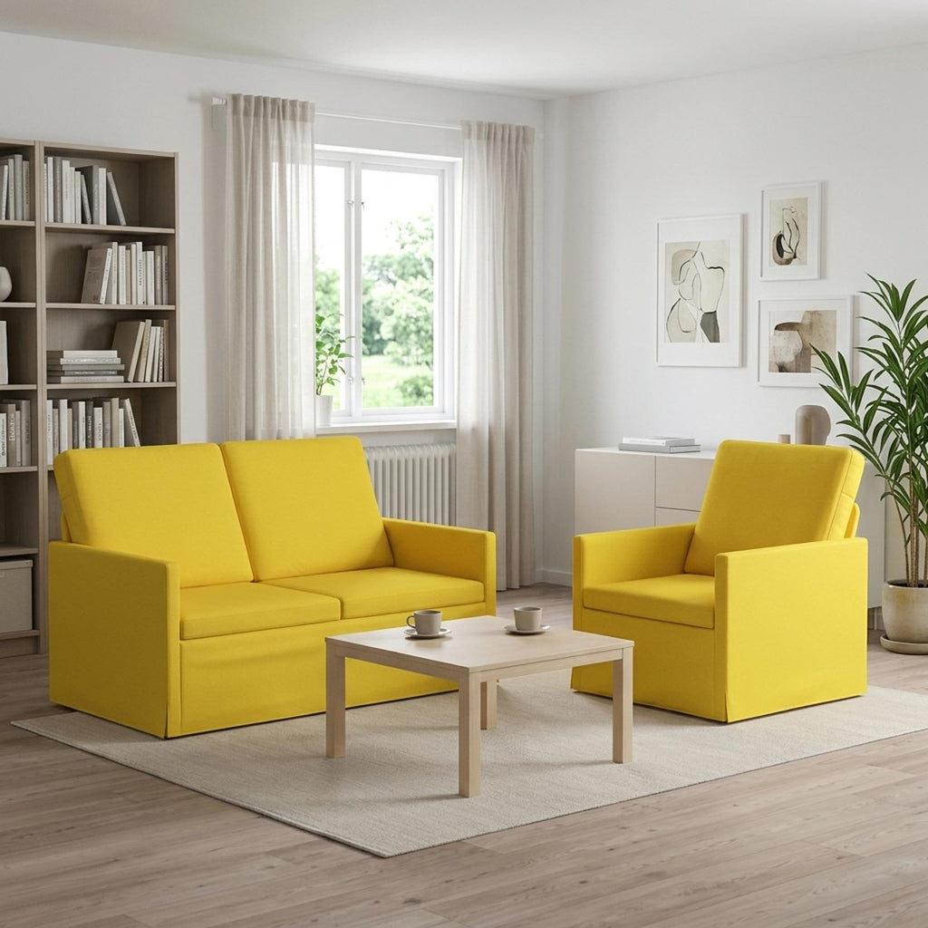 vidaXL Zestaw Sof 2 pcs Jasnożółty tkanina