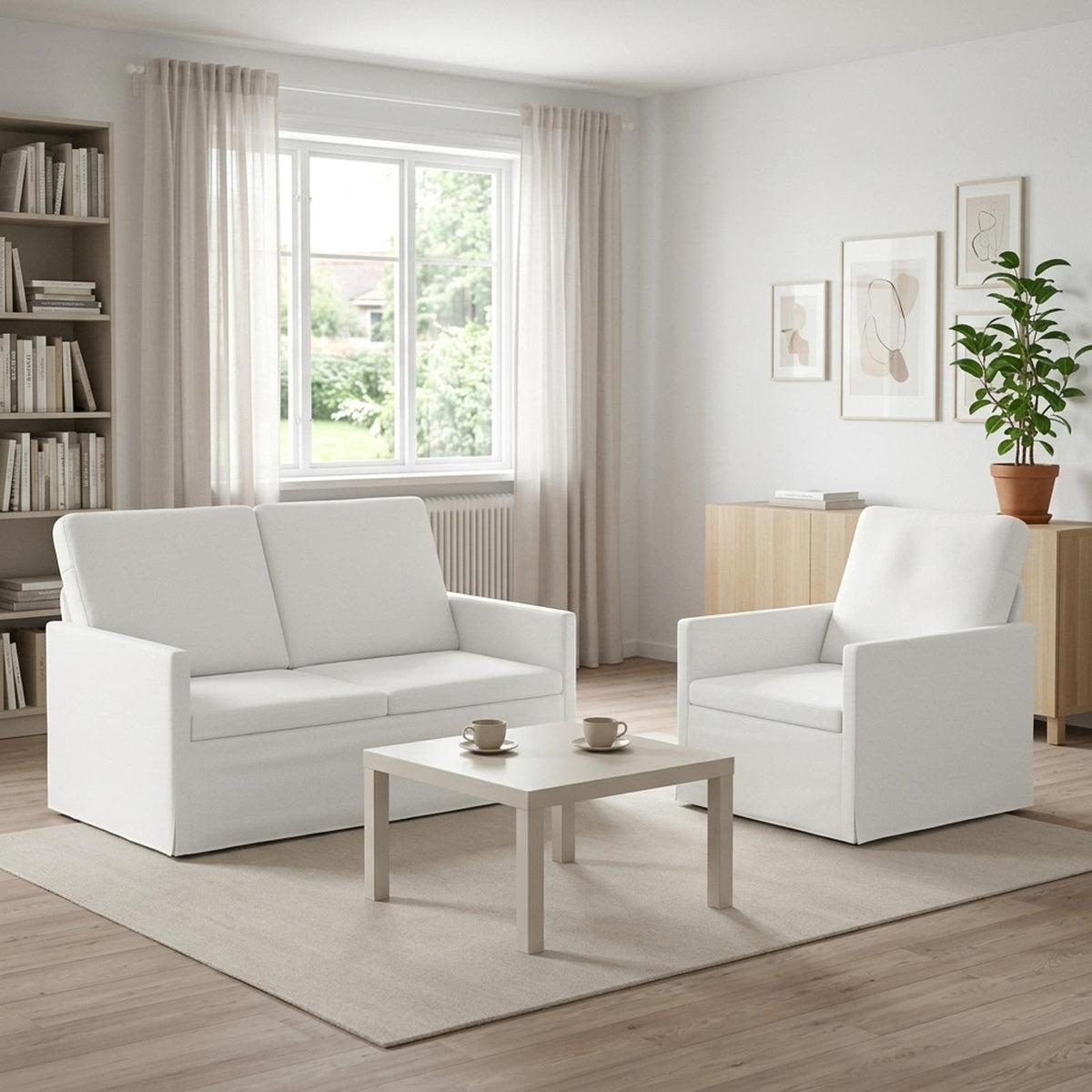 vidaXL Zestaw Sof 2 pcs Biały tkanina