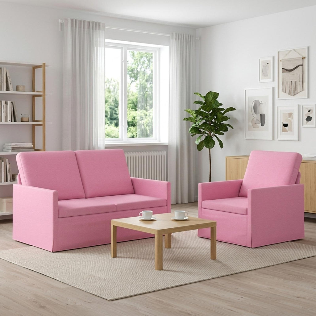 vidaXL Zestaw Sof 2 pcs różowy tkanina