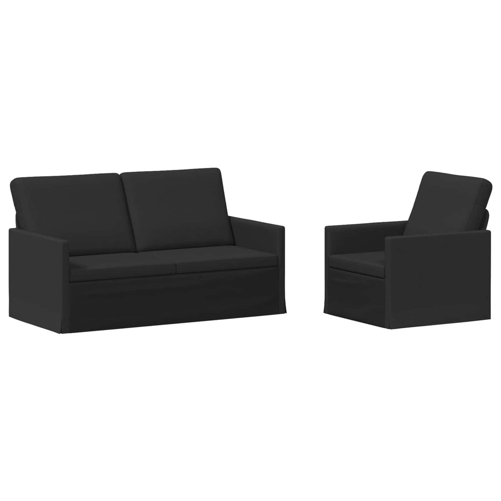 vidaXL Zestaw Sof 2 pcs Czarny tkanina