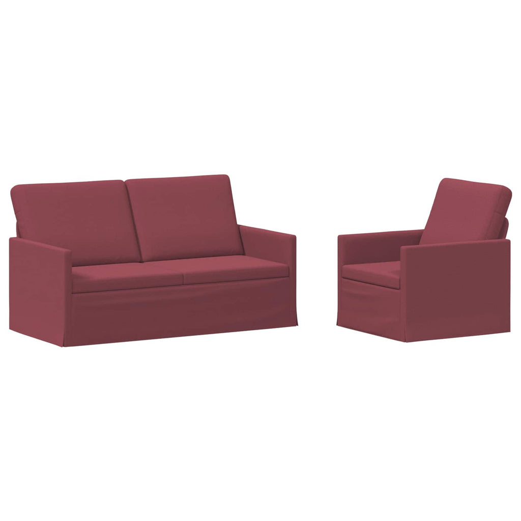 vidaXL Zestaw Sof 2 pcs Czerwone wino tkanina