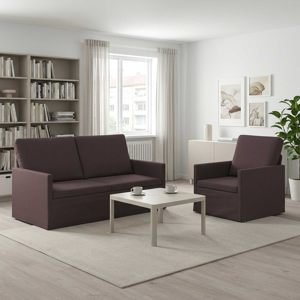 vidaXL Zestaw Sof 2 pcs Ciemny brąz tkanina
