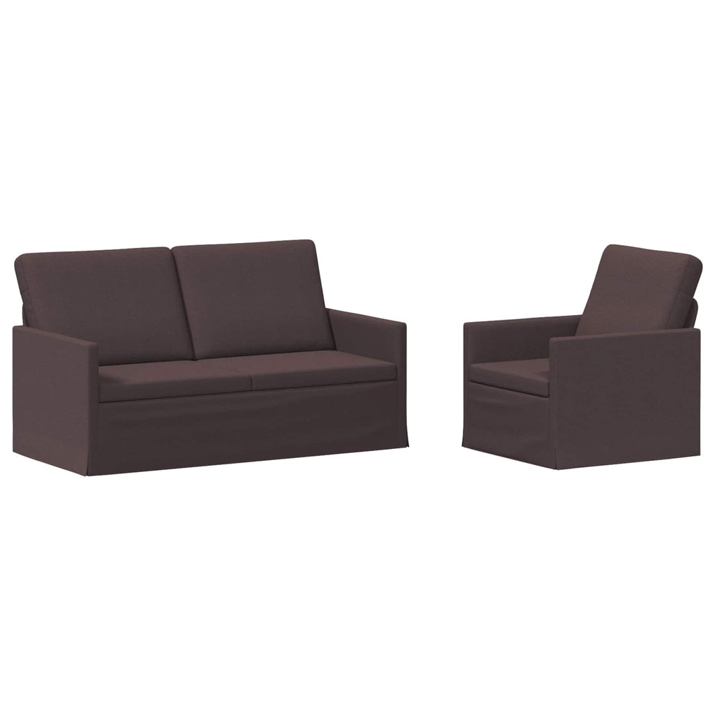 vidaXL Zestaw Sof 2 pcs Ciemny brąz tkanina
