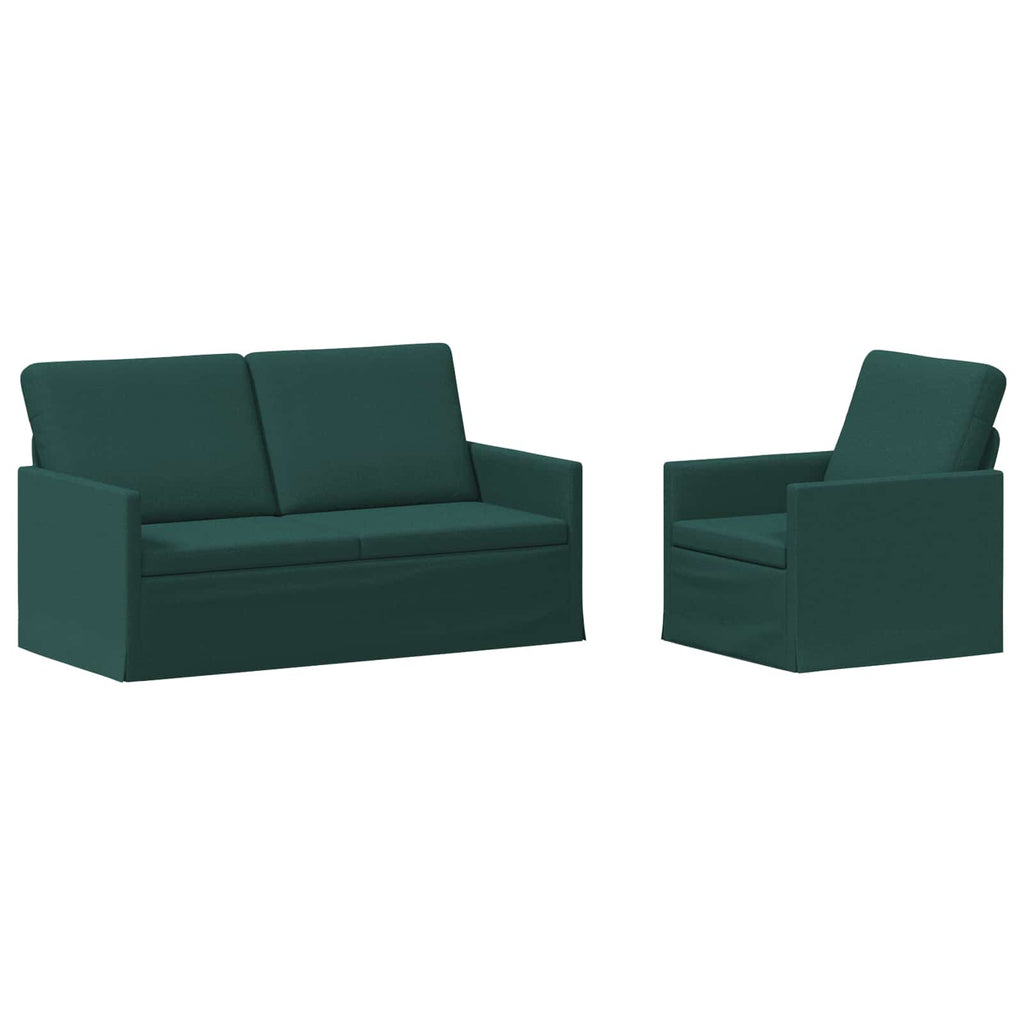 vidaXL Zestaw Sof 2 pcs Ciemnozielony tkanina