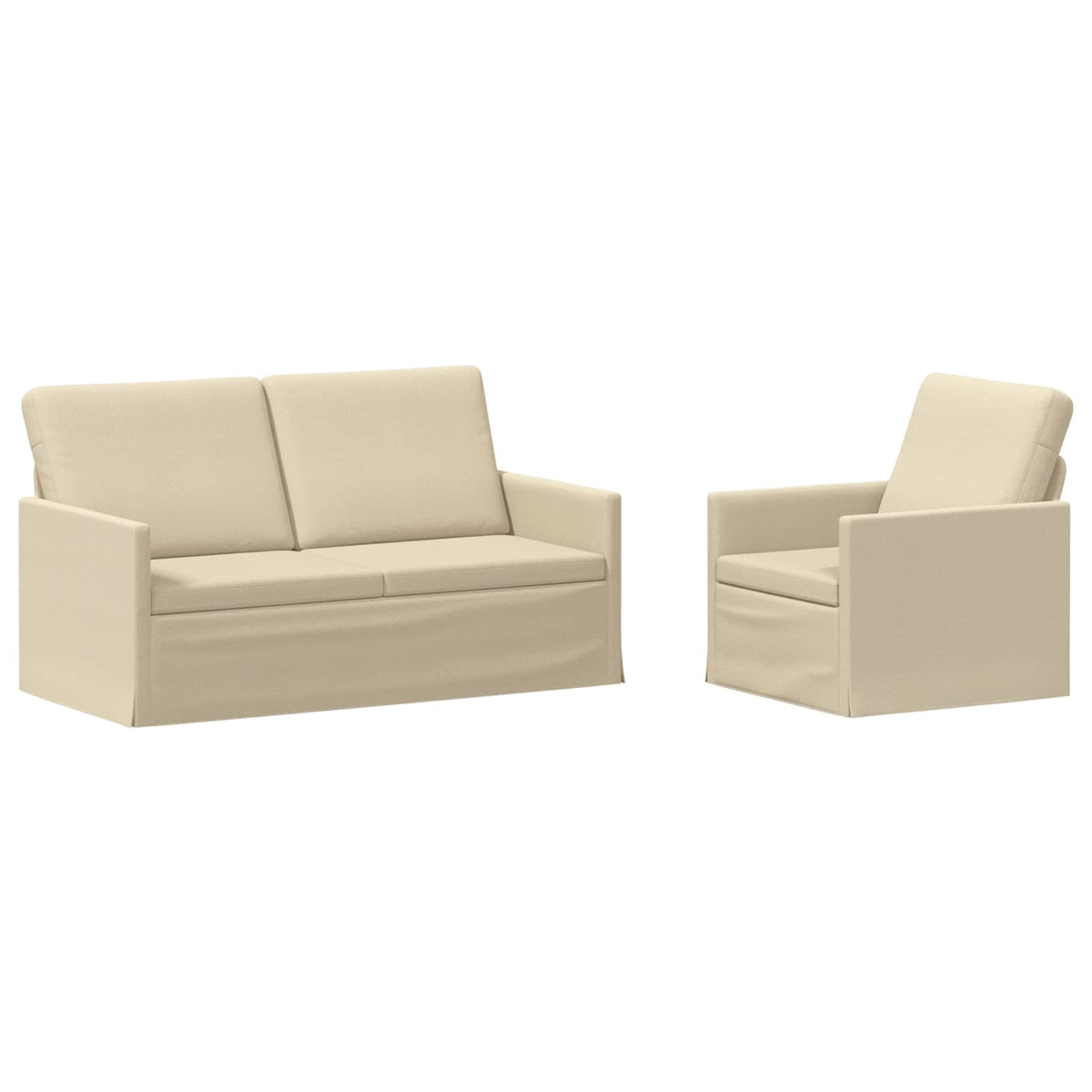 vidaXL Zestaw Sof 2 pcs kremowy tkanina