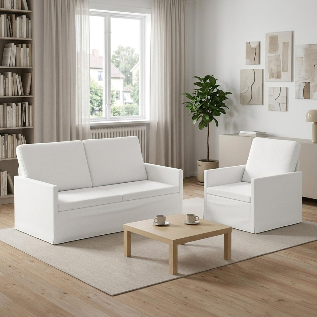 vidaXL Zestaw Sof 2 pcs Biały tkanina