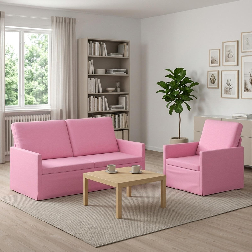 vidaXL Zestaw Sof 2 pcs różowy tkanina