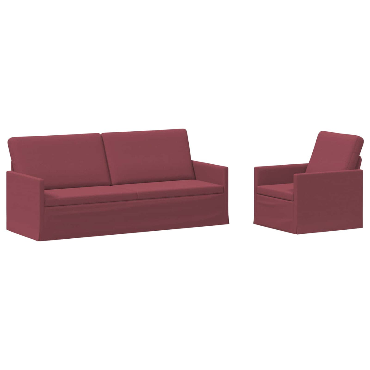vidaXL Zestaw Sof 2 pcs Czerwone wino tkanina