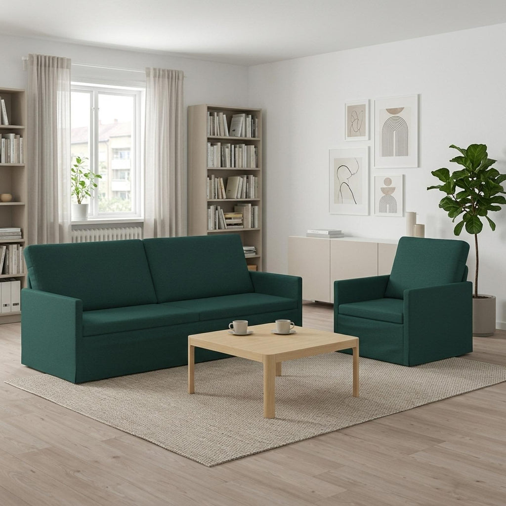 vidaXL Zestaw Sof 2 pcs Ciemnozielony tkanina