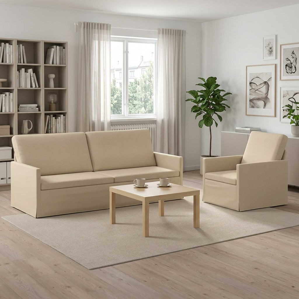 vidaXL Zestaw Sof 2 pcs kremowy tkanina