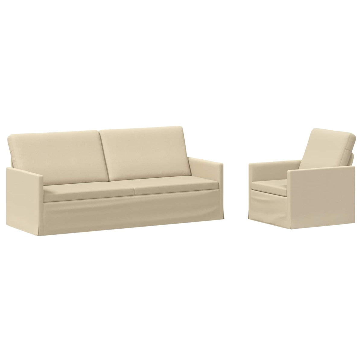 vidaXL Zestaw Sof 2 pcs kremowy tkanina