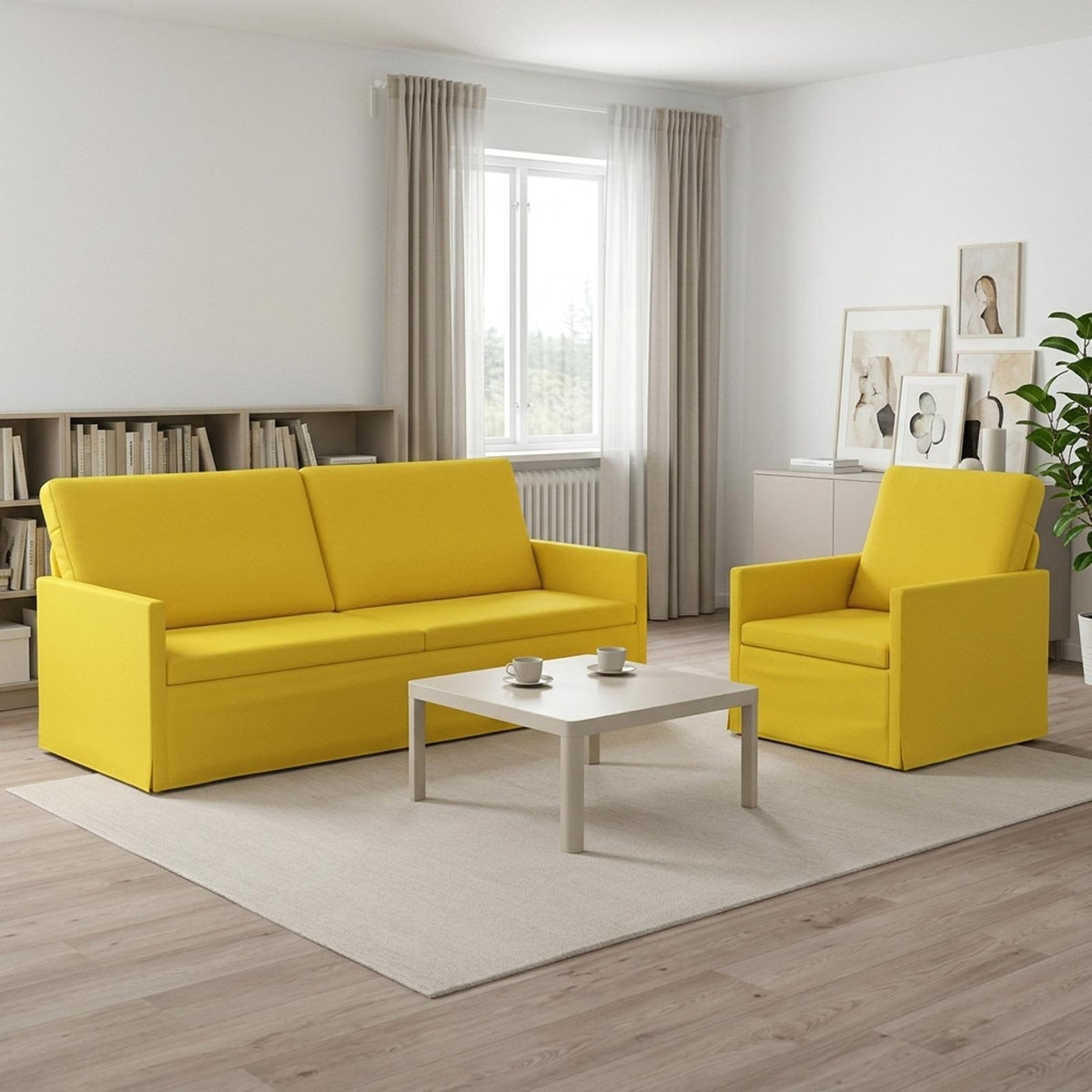 vidaXL Zestaw Sof 2 pcs Jasnożółty tkanina