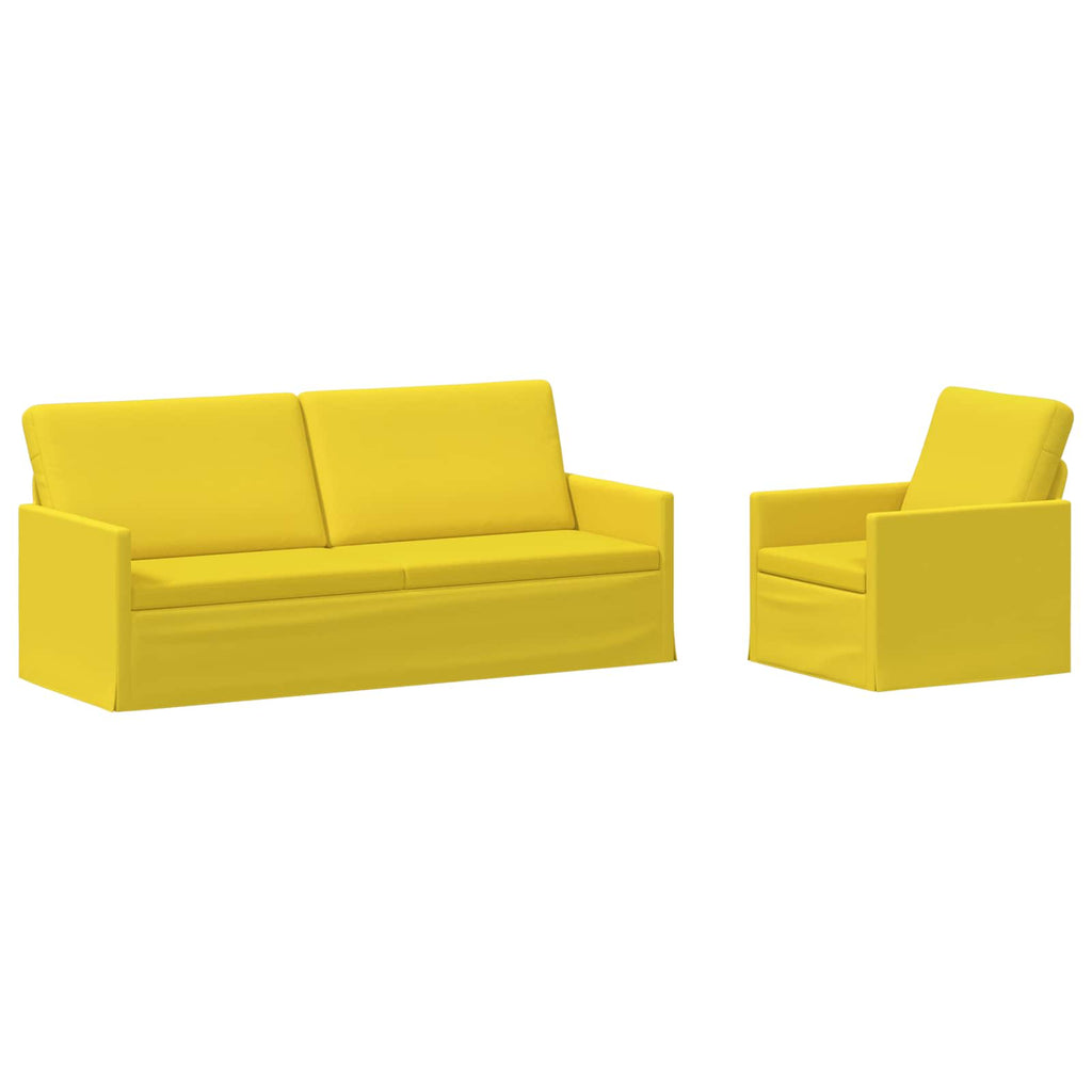vidaXL Zestaw Sof 2 pcs Jasnożółty tkanina