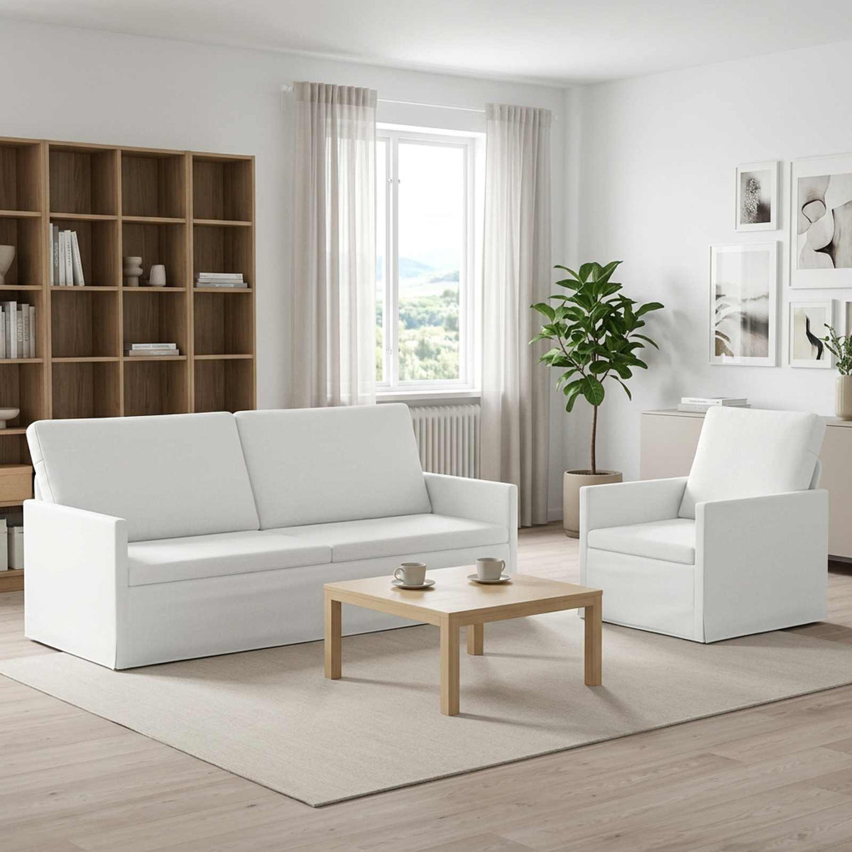 vidaXL Zestaw Sof 2 pcs Biały tkanina