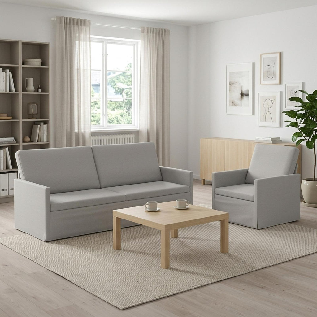 vidaXL Zestaw Sof 2 pcs Szary chmur tkanina