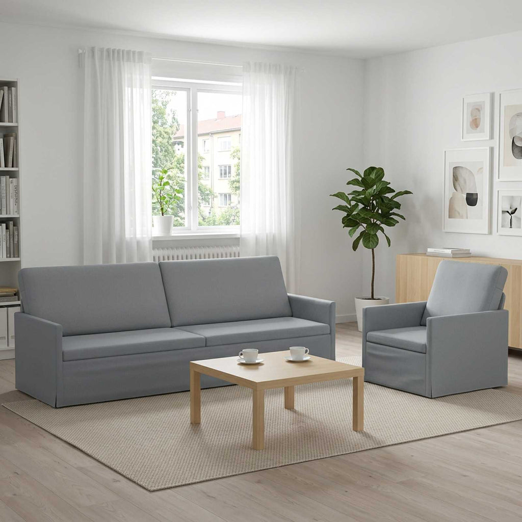 vidaXL Zestaw Sof 2 pcs jasnoszary tkanina