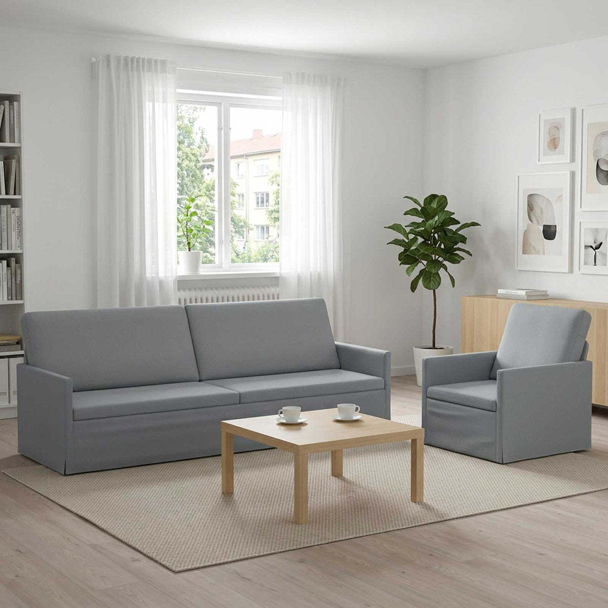 vidaXL Zestaw Sof 2 pcs jasnoszary tkanina