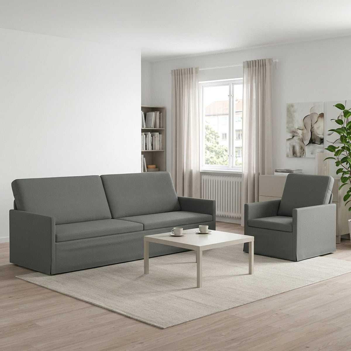 vidaXL Zestaw Sof 2 pcs ciemnoszary tkanina