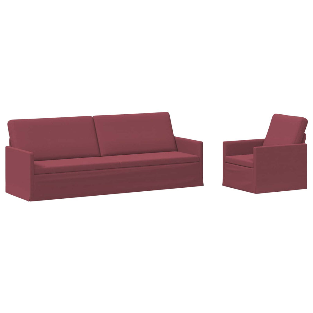 vidaXL Zestaw Sof 2 pcs Czerwone wino tkanina