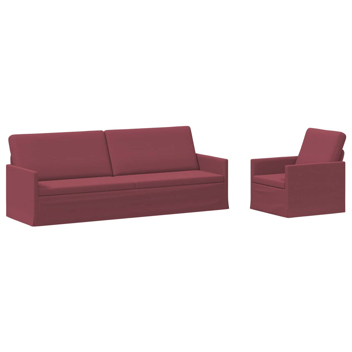 vidaXL Zestaw Sof 2 pcs Czerwone wino tkanina