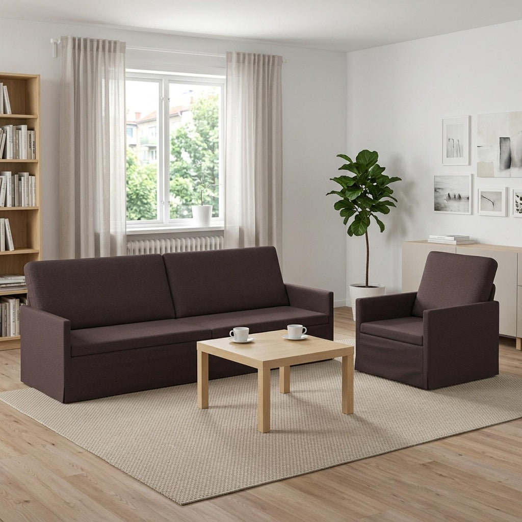 vidaXL Zestaw Sof 2 pcs Ciemny brąz tkanina