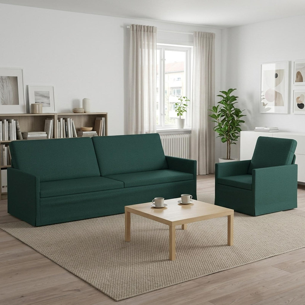 vidaXL Zestaw Sof 2 pcs Ciemnozielony tkanina