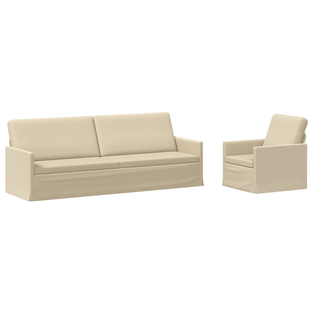 vidaXL Zestaw Sof 2 pcs kremowy tkanina