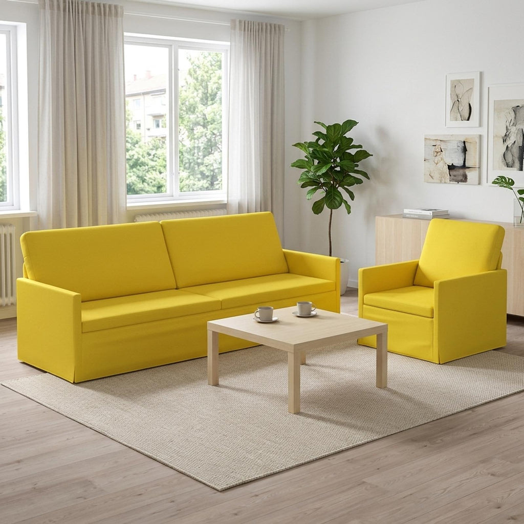 vidaXL Zestaw Sof 2 pcs Jasnożółty tkanina