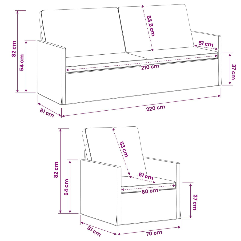 vidaXL Zestaw Sof 2 pcs Jasnożółty tkanina