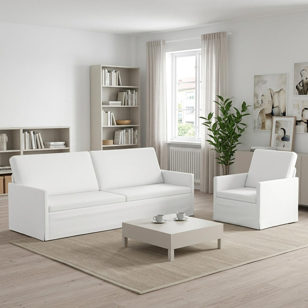 vidaXL Zestaw Sof 2 pcs Biały tkanina