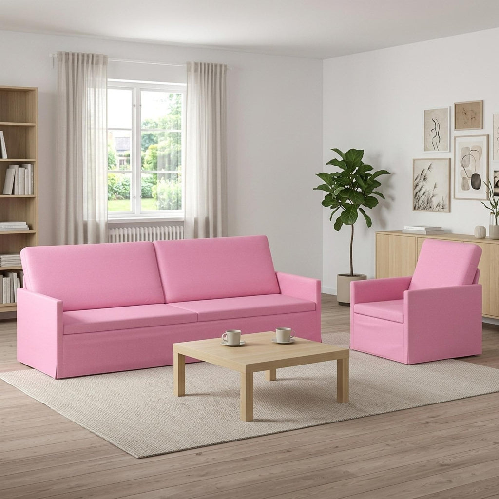 vidaXL Zestaw Sof 2 pcs różowy tkanina