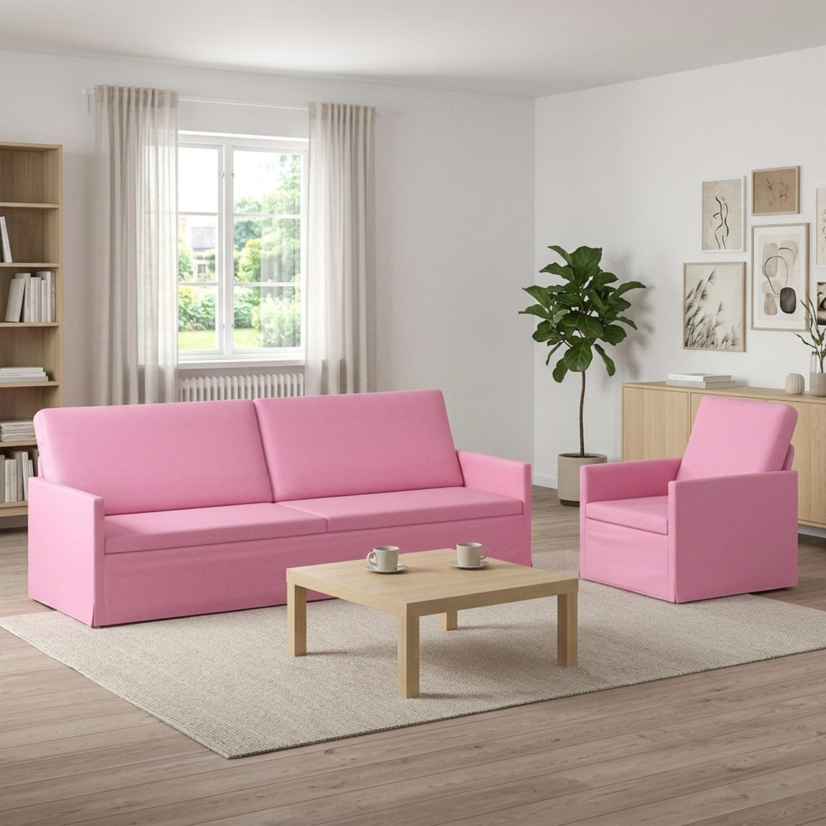 vidaXL Zestaw Sof 2 pcs różowy tkanina