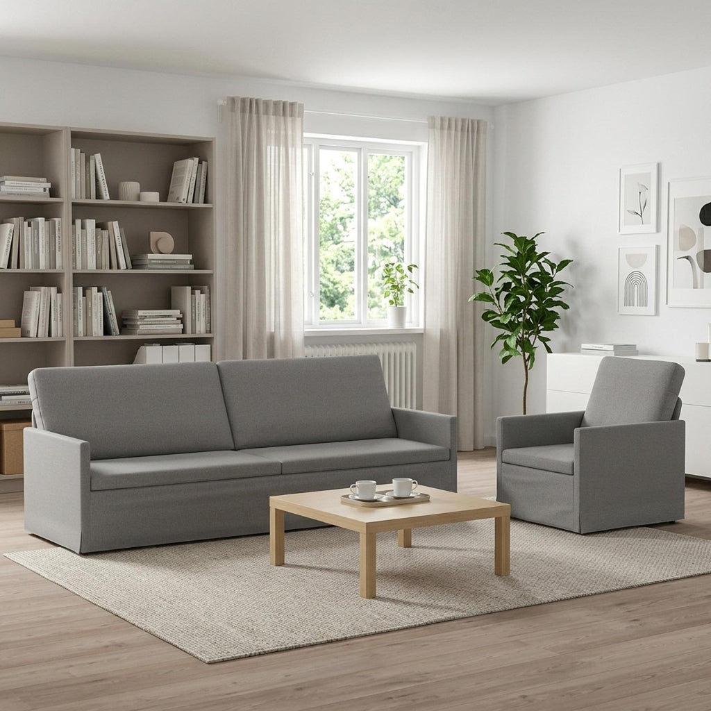 vidaXL Zestaw Sof 2 pcs Szary chmur tkanina