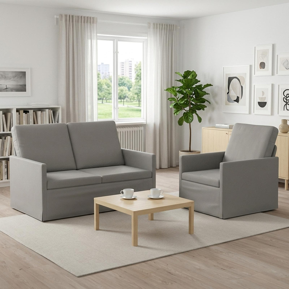 vidaXL Zestaw Sof 2 pcs jasnoszary Welur