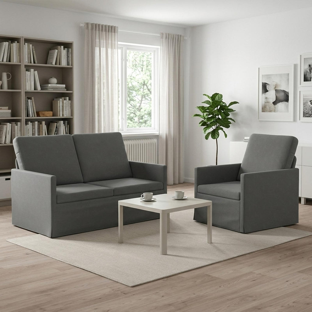 vidaXL Zestaw Sof 2 pcs ciemnoszary Welur