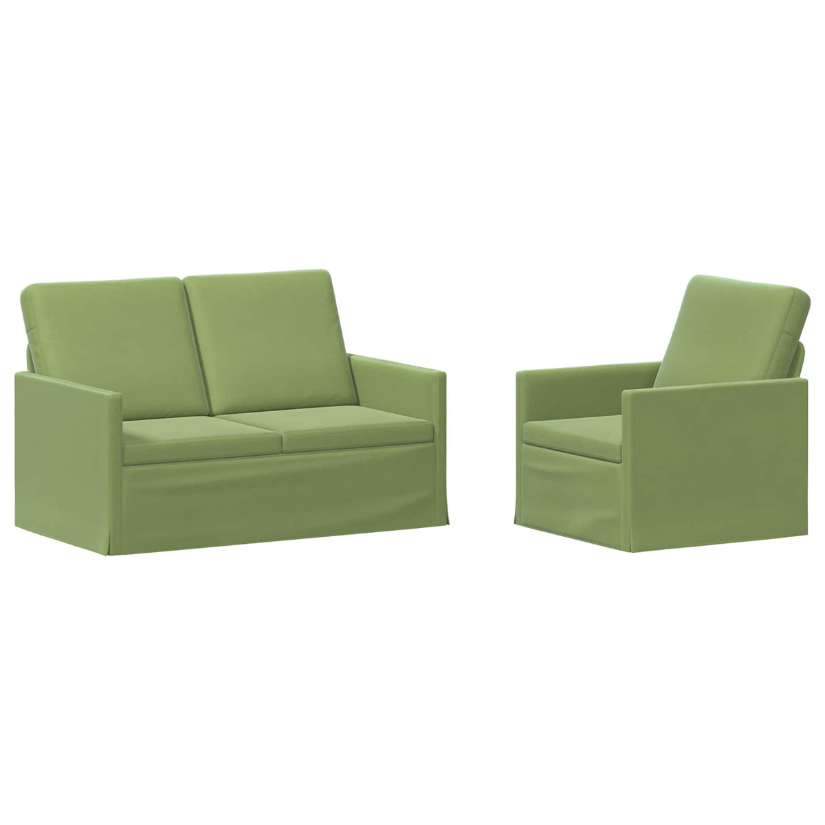 vidaXL Zestaw Sof 2 pcs Jasnozielony Welur