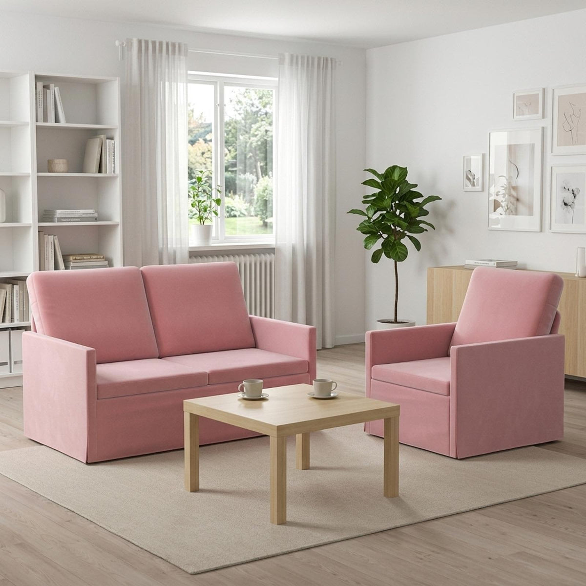 vidaXL Zestaw Sof 2 pcs różowy Welur
