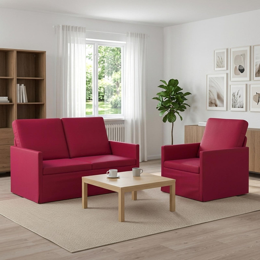 vidaXL Zestaw Sof 2 pcs Czerwone wino Welur
