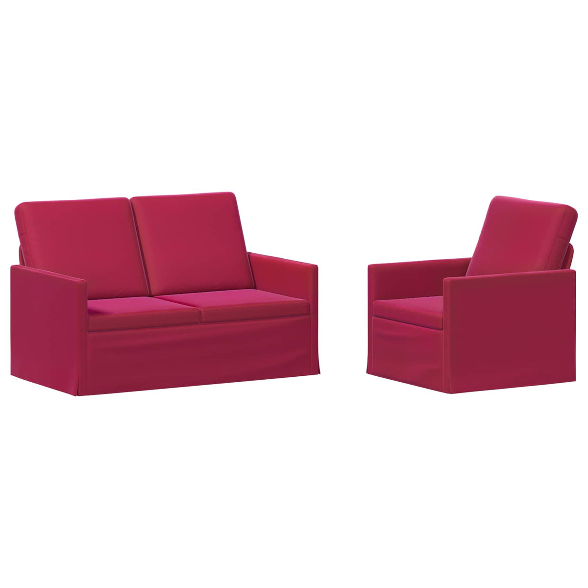 vidaXL Zestaw Sof 2 pcs Czerwone wino Welur