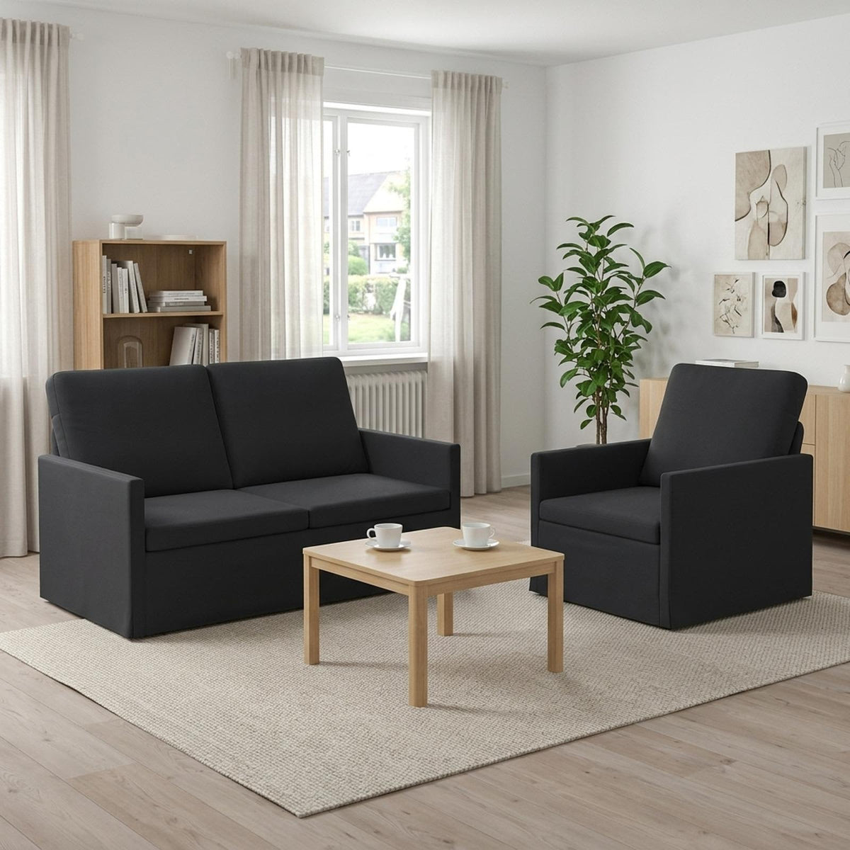 vidaXL Zestaw Sof 2 pcs Czarny Welur